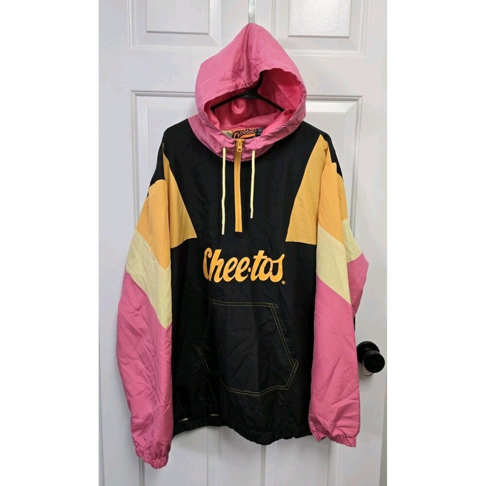 CHEETOS BASKETBALL Size 2XL Color Block Hoodie Quarter Zip Windbreaker Jacket
